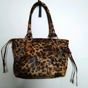 GUESS purse shoulder bag, leopard skin print